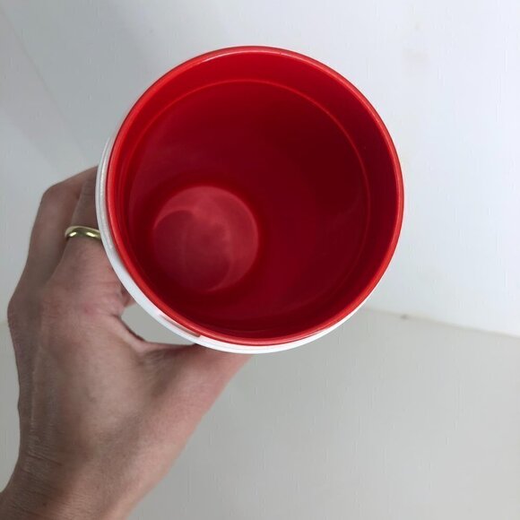 Tupperware Heart to Heart Red White Eco Cup To Go with Extra Lid Sz 490mL/16 oz - Picture 10 of 13